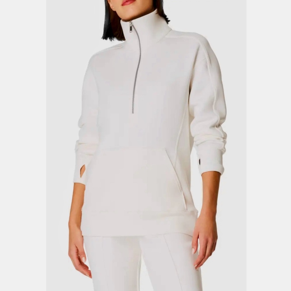 SPANX White Half-Zip Pullover Sweater